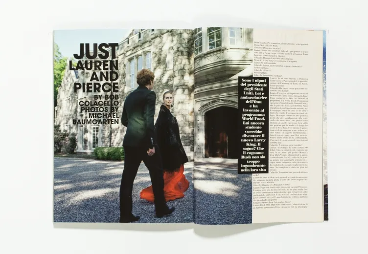 L'UOMO VOGUE - July/August 2007 Lauren and Pierce Bush by Michael Baumgarten