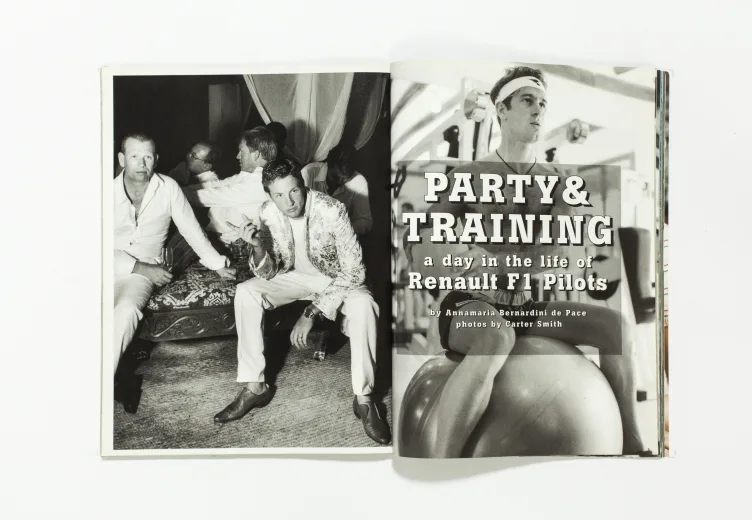 L'uomo Vogue - April 2002 Party & Training a day in the life of Renault F1 Pilots by Carther Smith