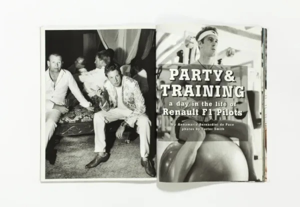 L'uomo Vogue - April 2002 Party & Training a day in the life of Renault F1 Pilots by Carther Smith